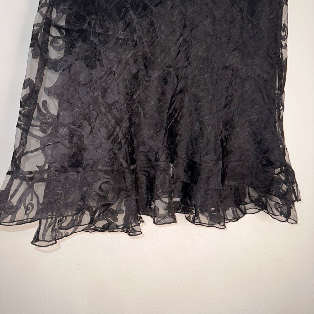 Citrine Womens 12 Black Semi-Sheer Organza Classy Feminine Knee / Midi Skirt - Picture 2 of 8